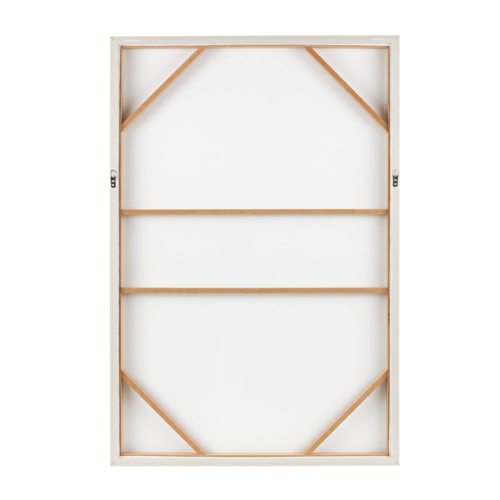 33" x 49", White Wooden Geometric Home Wall Décor with Abstract Circles and Brown Wooden Frame